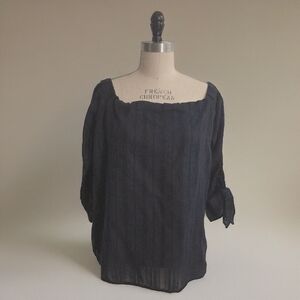 Bailey Chic Navy Blue Peasant Blouse / Tunic Top XL